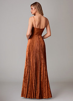 Azazie Akiko Bridesmaid Dresses Burnt Orange A-Line Sweetheart Neckline Floral Burnout Dress image2