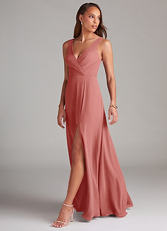Azazie Nelly At-home Try On Dresses Agave A-Line Pleated Chiffon Dress image4