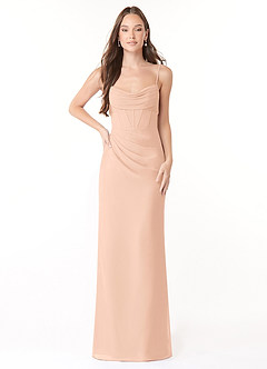 Azazie Mai Abiti da Damigella Abito Tubino in Chiffon Plissettato Rosa Inglese image1