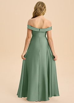 Azazie Sissy Junior Matcha A-Line Off the Shoulder Stretch Satin Dress image2