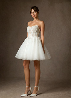 Azazie Anaiza Robes de mariée Robe Princesse en Dentelle Sans bretelles Diamant Nude image4