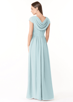 Azazie Organa Bridesmaid Dresses Mist A-Line Pleated Chiffon Dress image4