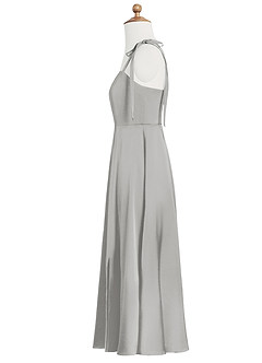 Azazie Rosey Junior Robe Trapèze en Satin extensible Encolure en Forme de Cœur Argent image9