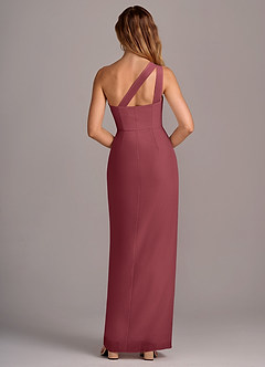 Azazie Tatianna Abiti da Damigella Abito Tubino in Chiffon Monospalla Merlot image2