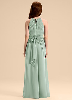 Azazie Malone Junior Abito A-Line in Chiffon Plissettato Agave image2