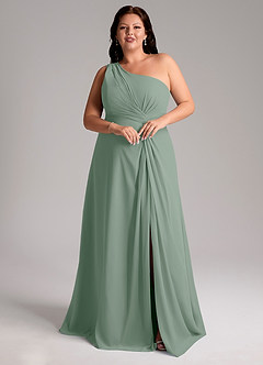 Azazie Brooke Brautjungfernkleider A-Linie One-Shoulder Chiffon Kleid Silberner Salbei image10