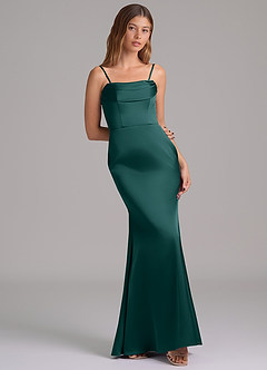 Azazie Miley Bridesmaid Dresses Pine Mermaid Off the Shoulder Stretch Satin Convertible Dress image8