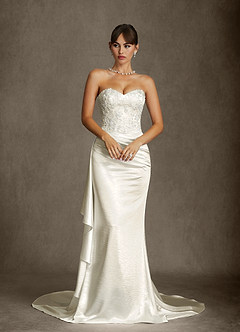 Azazie Angel Wedding Dresses Antique White Mermaid Strapless Charmeuse Dress image7