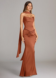 Azazie Sorrel Bridesmaid Dresses Cedar Rose Mermaid Strapless Stretch Satin Convertible Dress image3