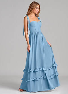 Azazie Anastacia Final Sale Steel Blue A-Line Sweetheart Neckline Chiffon Dress image3