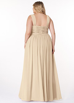 Azazie Zapheira Bridesmaid Dresses Champagne A-Line Ruched Chiffon Dress image8