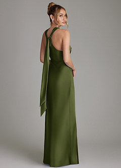 Azazie June Bridesmaid Dresses Olive Sheath Stretch Satin Dress image5