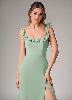Azazie Callie Bridesmaid Dresses Agave Mermaid Side Slit Chiffon Convertible Dress image5