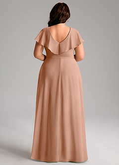 Azazie Lainey Bridesmaid Dresses Champagne Rose A-Line with Pockets Chiffon Dress image9