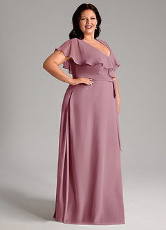 Azazie Lainey Bridesmaid Dresses Vintage Mauve A-Line with Pockets Chiffon Dress image12