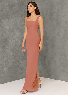 Azazie Flori Bridesmaid Dresses MAI TAI Sheath Square Neckline Chiffon Dress image4
