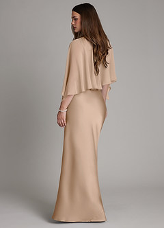 Azazie Ambra Bridesmaid Dresses Taupe Mermaid Pleated Stretch Satin Dress image2