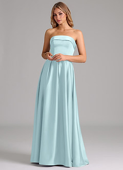 Azazie Lucienne Abiti da Damigella Abito Convertibile A-Line in Raso Elasticizzato Senza Cinturino Nuvola Blu image4