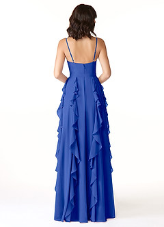 Azazie Peyton Bridesmaid Dresses Royal Blue A-Line Ruched Chiffon Dress image2