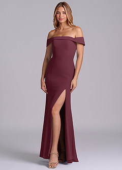 Azazie Luciana Bridesmaid Dresses Cabernet Sheath Off the Shoulder Chiffon Convertible Dress image3