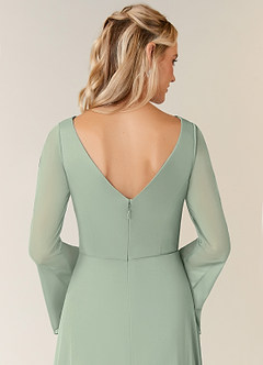 Azazie Teraso Klänningar till brudens mor Klä A-Line i Maska Plisserad Dusty Sage image6