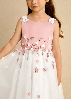Azazie Eleni Flower Girl Dresses Ivory Rosette Ball-Gown Bow Tulle Dress image7