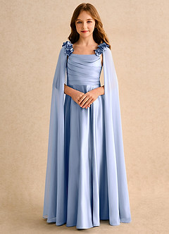Azazie Rosita Girls Formal Blumenmädchenkleider A-Linie Plissee Matte Satin Kleid Eis image5