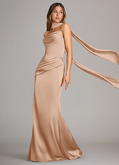 Azazie Sorrel Bridesmaid Dresses English Rose Mermaid Strapless Stretch Satin Convertible Dress image4