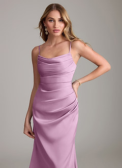 Azazie Lucille Bridesmaid Dresses Wisteria Mermaid Strapless Stretch Satin Convertible Dress image5