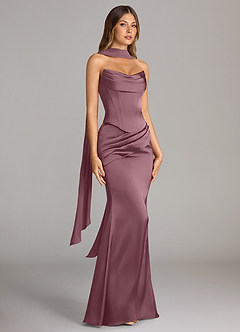 Azazie Sorrel Bridesmaid Dresses Amethyst Mermaid Strapless Stretch Satin Convertible Dress image3