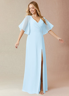 Azazie Cierra At-home Try On Dresses Wisteria A-Line V-Neck Chiffon Dress image1