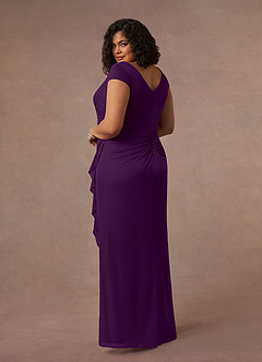Azazie Roya Mother of the Bride Dresses Grape Mermaid V-Neck Pleated Mesh Dress image9