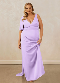 Christian Siriano Bridal for Azazie 1011 Bridesmaid Dresses Lilac Mermaid Bow Stretch Satin Dress image16