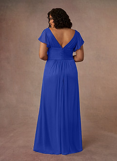 Azazie Reneya Mother of the Bride Dresses Royal Blue A-Line Pleated Mesh Dress image10