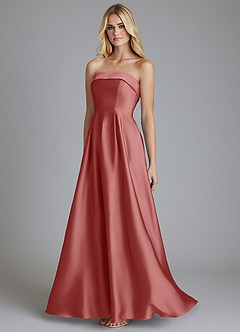 Azazie Lucienne Bridesmaid Dresses Antique Rose A-Line Strapless Stretch Satin Convertible Dress image3