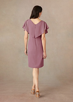 Azazie Julia Mother of the Bride Dresses Vintage Mauve Sheath V-Neck Pleated Chiffon Dress image4