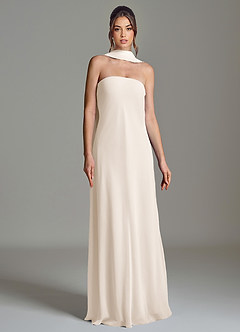 Azazie Ilana Jurken voor bruidsmeisjes Jurk van Chiffon met A-lijn Strapless Wit Albast image4