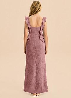 Azazie Jessamine Junior Dusty Rose Mermaid Sweetheart Neckline Floral Burnout Dress image2