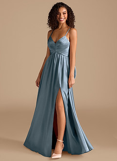 Azazie Alia Brautjungfernkleider A-Linie Plissee Metallischer Satin Kleid Zwielichtviolett image7
