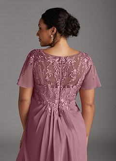 Azazie Holga Mother of the Bride Dresses Vintage Mauve A-Line V-Neck Lace Chiffon Dress image8