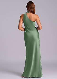 Azazie Seona Bridesmaid Dresses Matcha Mermaid One Shoulder Stretch Satin Dress image4