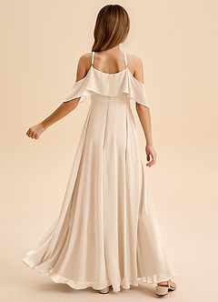 Azazie Tessabelle Junior White Alabaster A-Line Off the Shoulder Chiffon Dress image2