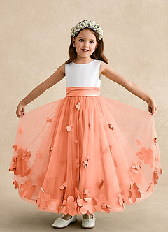 Azazie Vi Flower Girl Dresses Sunset A-Line Sleeveless Tulle Dress image5