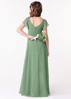 Azazie Omari Junior Matcha A-Line Ruched Chiffon Dress image2