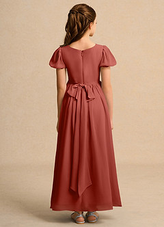 Azazie Joss Flower Girl Dresses Terracotta A-Line with Sleeves Chiffon Dress image10
