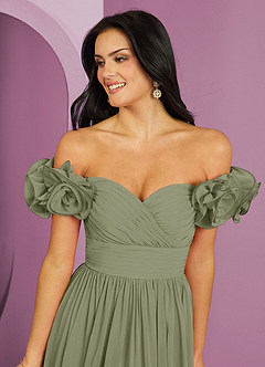 Barbie ♥ Azazie Bridesmaid Dresses Pistachio A-Line Off the Shoulder Chiffon Convertible Dress image9