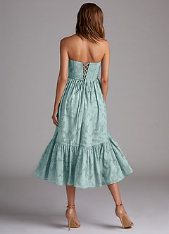 Azazie Delphina Brautjungfernkleider Wandelbar A-Linie Schulterfrei Blumen-Burnout Kleid Nebel image4