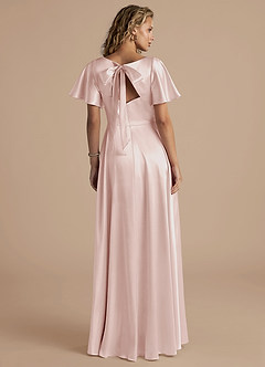 Azazie Kimber Bridesmaid Dresses Blushing Pink A-Line Ruched Metallic Satin Dress image4