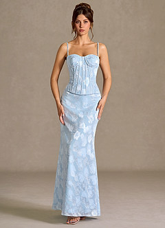 Mireya Azul Pálido Vestido de fiesta de dos piezas con corsé image3