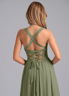 Azazie Francis Bridesmaid Dresses Pistachio A-Line Corset Chiffon Dress image7